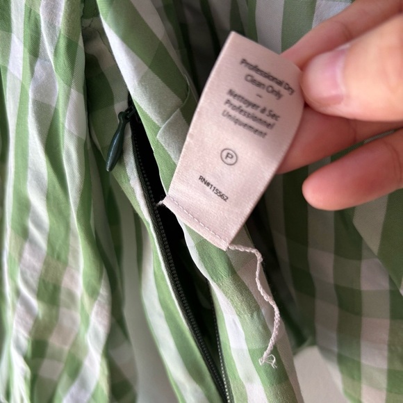 CINQ‎ A SEPT Flora Check Faux Wrap Top Size S Hemp (Green) - Picture 9 of 10